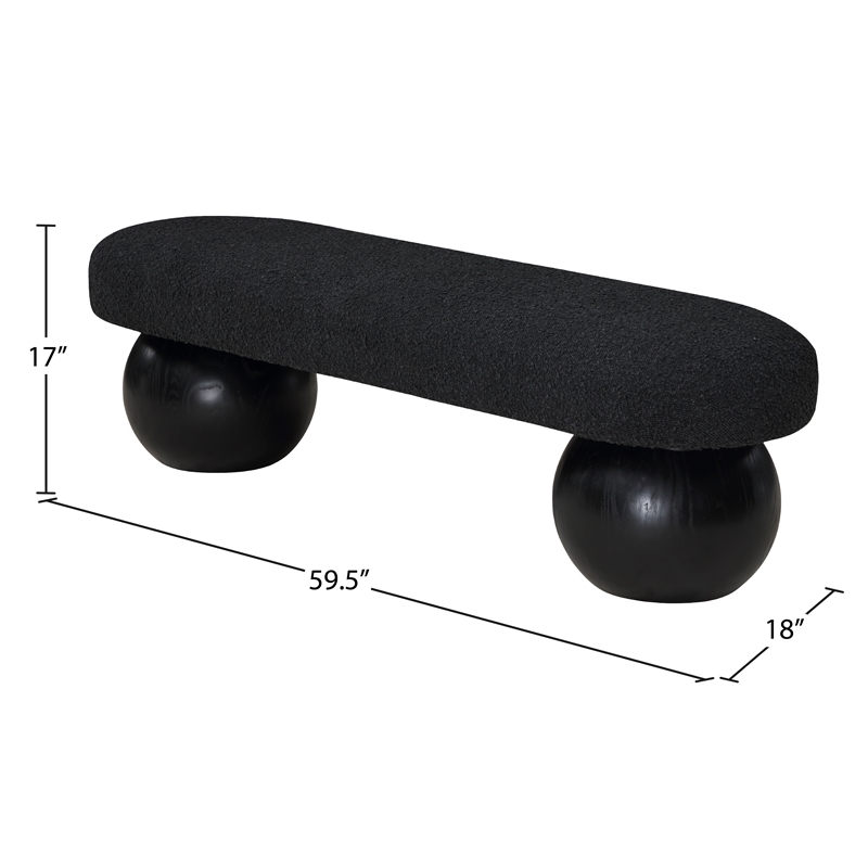 Pemberly Row Modern / Contemporary Rich Boucle Fabric Bowies Black Bench