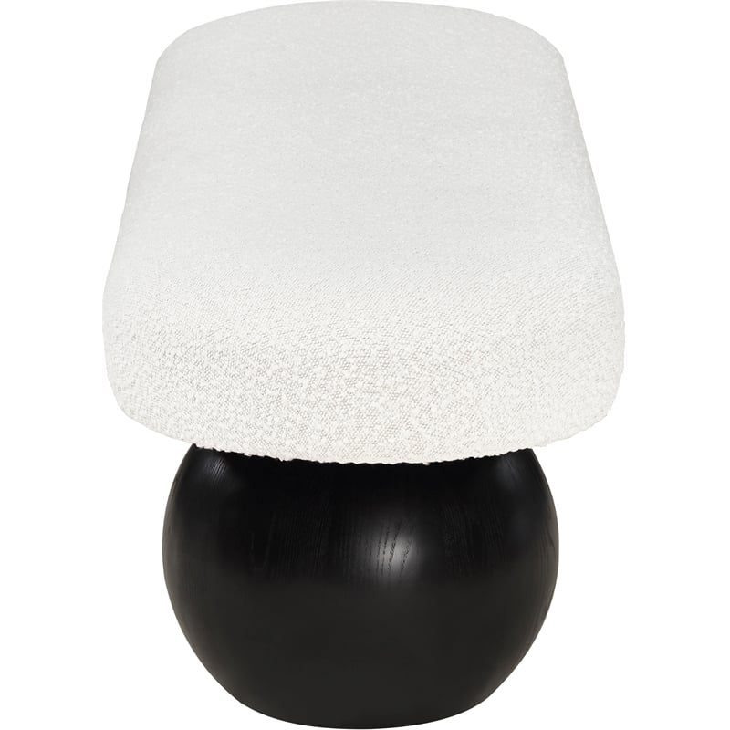 Pemberly Row Modern / Contemporary Rich Boucle Fabric Bowies Cream Bench