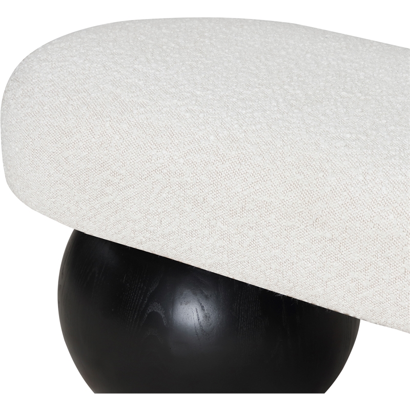 Pemberly Row Modern / Contemporary Rich Boucle Fabric Bowies Cream Bench