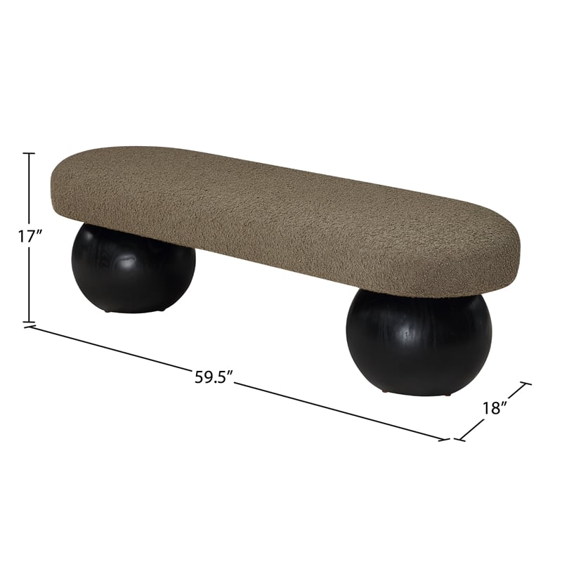 Pemberly Row Modern / Contemporary Rich Boucle Fabric Bowies Olive Bench
