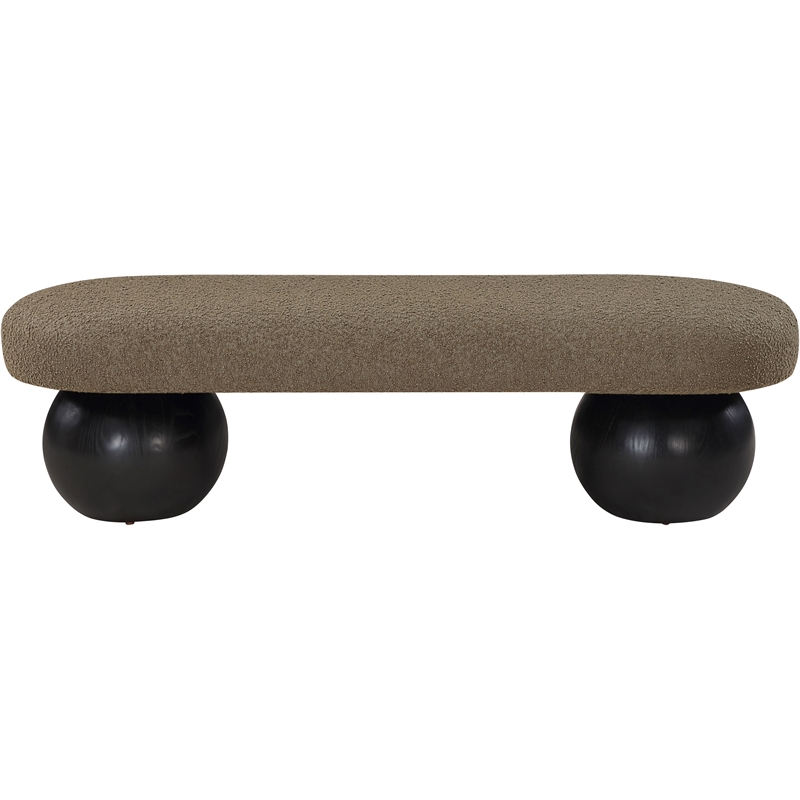 Pemberly Row Modern / Contemporary Rich Boucle Fabric Bowies Olive Bench