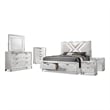 Pemberly Row 6pc White Wood Bed Set-Cal King+2 Nightstands+Chest+Dresser+Mirror