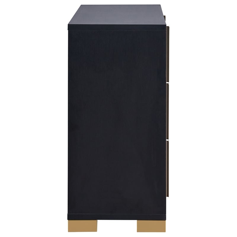 Pemberly Row 4-piece Contemporary Wood Eastern King Bedroom Set Black and Gold