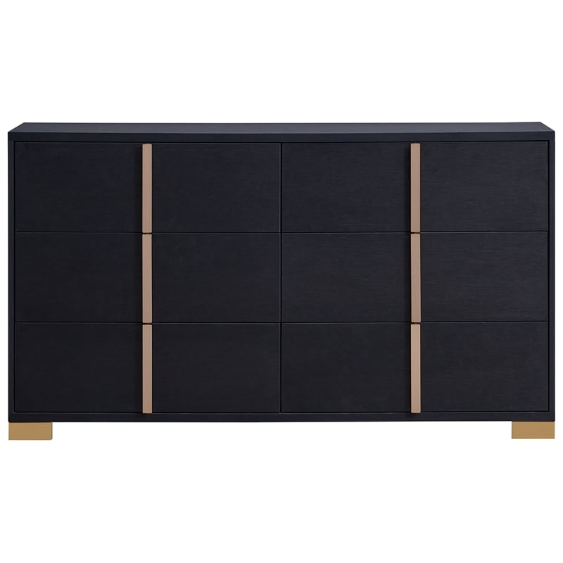 Pemberly Row 5-piece Contemporary Wood Eastern King Bedroom Set Black and Gold