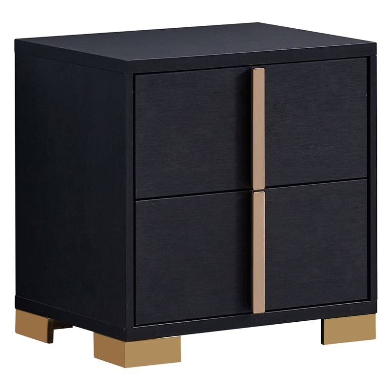 Pemberly Row 5-piece Contemporary Wood Twin Bedroom Set Black and Gold