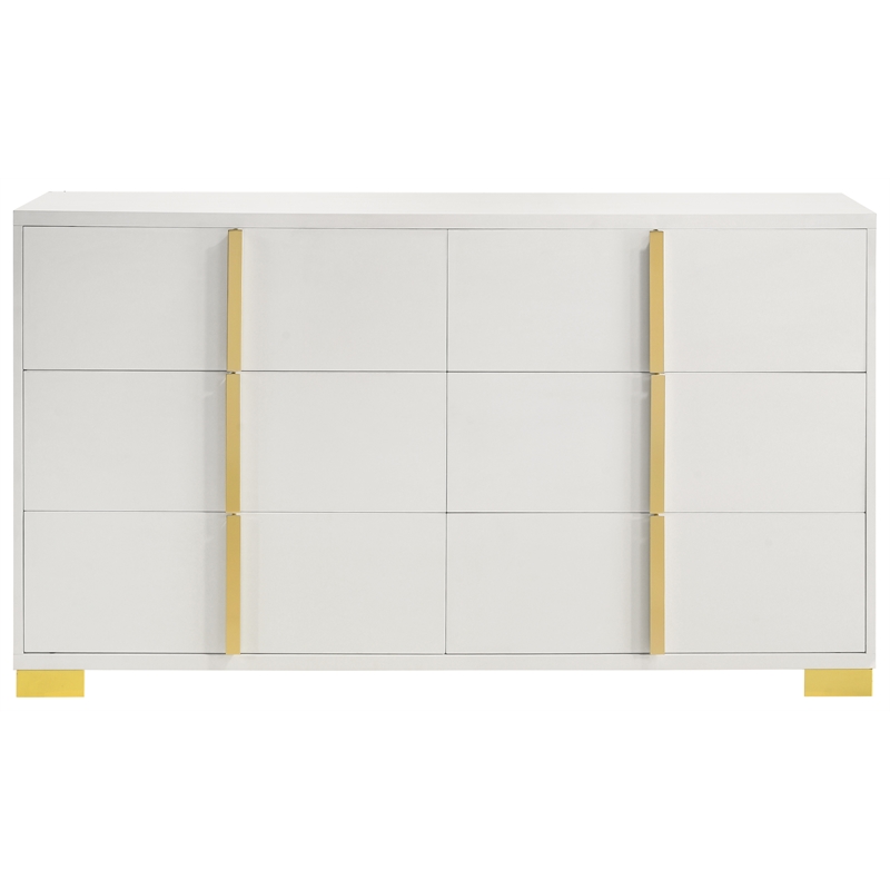 Pemberly Row 5-piece Contemporary Wood Eastern King Bedroom Set White and Gold