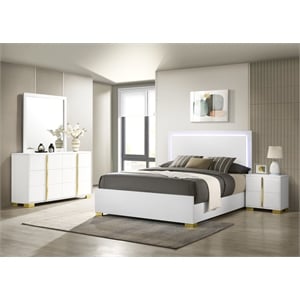 Pemberly Row 5-piece Contemporary Wood Eastern King Bedroom Set White and Gold