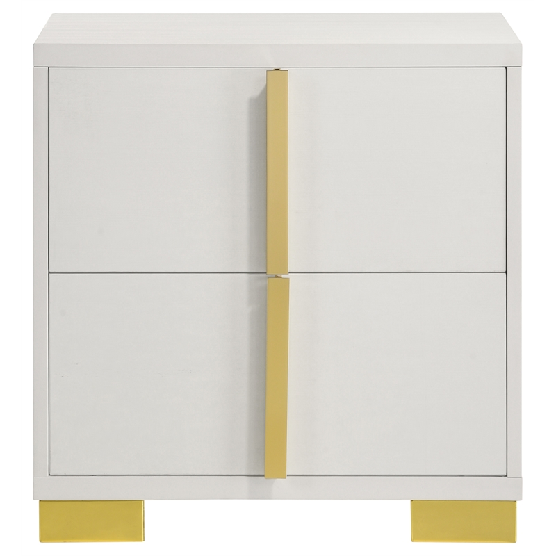 Pemberly Row 4-piece Contemporary Wood Eastern King Bedroom Set White and Gold