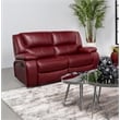Pemberly Row Transitional Faux Leather Upholstered Motion Loveseat Red