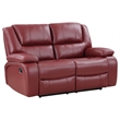 Pemberly Row Transitional Faux Leather Upholstered Motion Loveseat Red