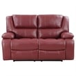 Pemberly Row Transitional Faux Leather Upholstered Motion Loveseat Red