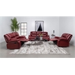Pemberly Row Transitional Faux Leather Upholstered Motion Loveseat Red