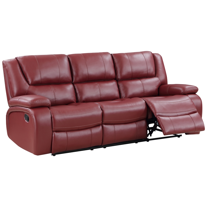 Pemberly Row 2-piece Transitional Fabric Upholstered Sofa Set in Red