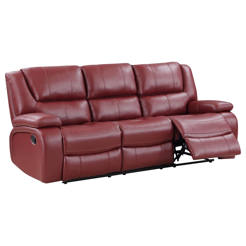Pemberly Row 3-piece Transitional Fabric Upholstered Sofa Set in Red