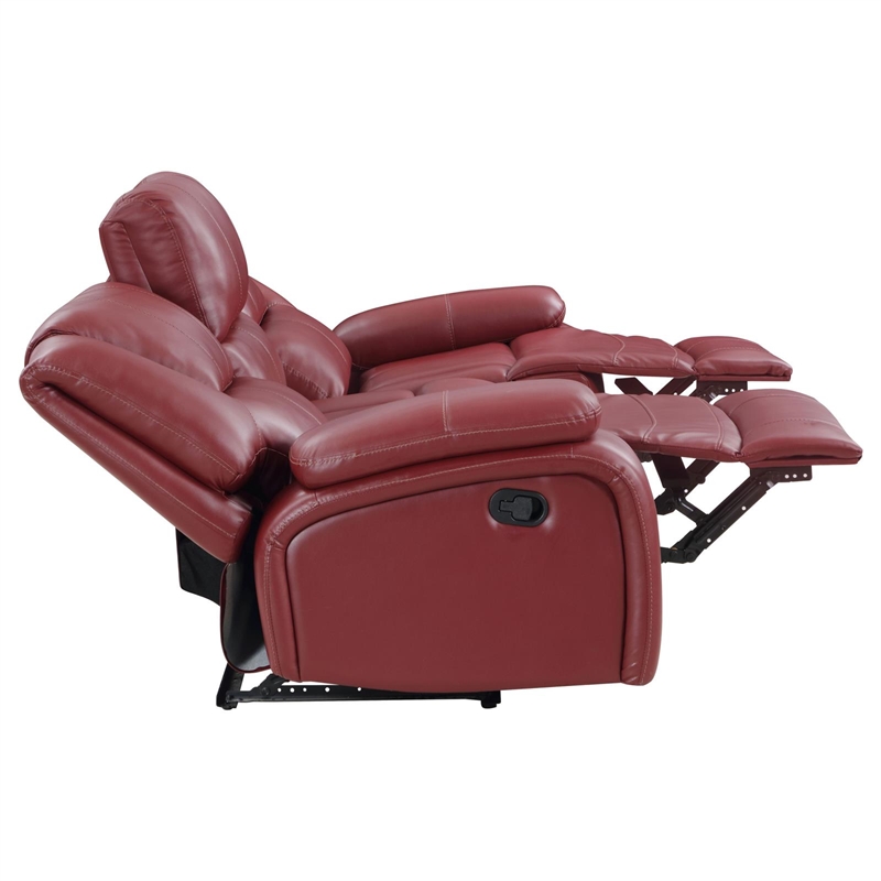 Pemberly Row 3-piece Transitional Fabric Upholstered Sofa Set in Red