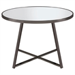 Pemberly Row Contemporary Metal Round Dining Table Black Nickel and Mirror