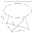Pemberly Row Contemporary Metal Round Dining Table Black Nickel and Mirror