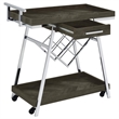 Pemberly Row 1-drawer Contemporary Wood Bar Cart w/ Shelving in Gray & Chrome
