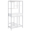 Pemberly Row 1-drawer Contemporary Metal Bar Cabinet w/ Shelving White & Chrome