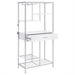 Pemberly Row 1-drawer Contemporary Metal Bar Cabinet w/ Shelving White & Chrome