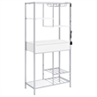 Pemberly Row 1-drawer Contemporary Metal Bar Cabinet w/ Shelving White & Chrome