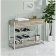 Pemberly Row 2-drawer Contemporary Metal Bar Cabinet Chrome and Gray