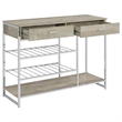 Pemberly Row 2-drawer Contemporary Metal Bar Cabinet Chrome and Gray