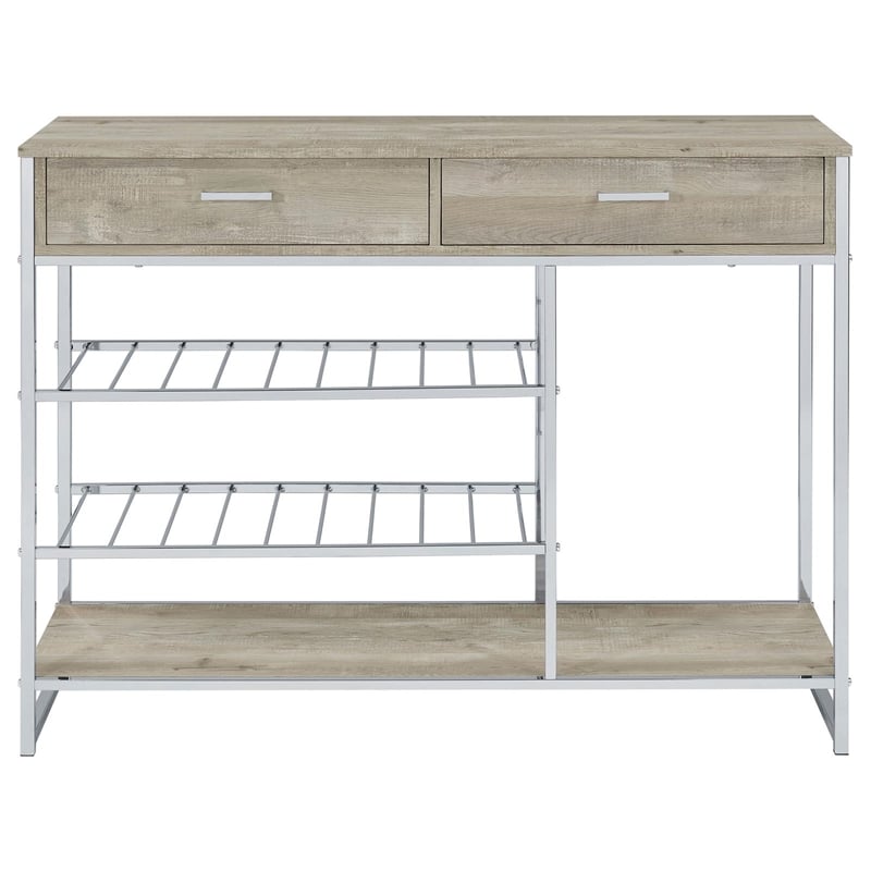 Pemberly Row 2-drawer Contemporary Metal Bar Cabinet Chrome and Gray