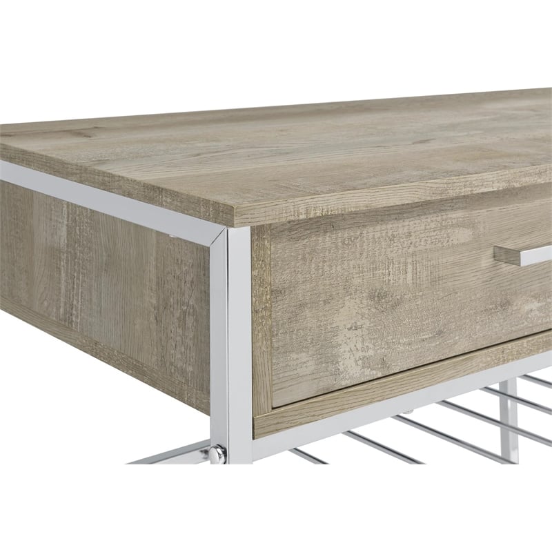 Pemberly Row 2-drawer Contemporary Metal Bar Cabinet Chrome and Gray