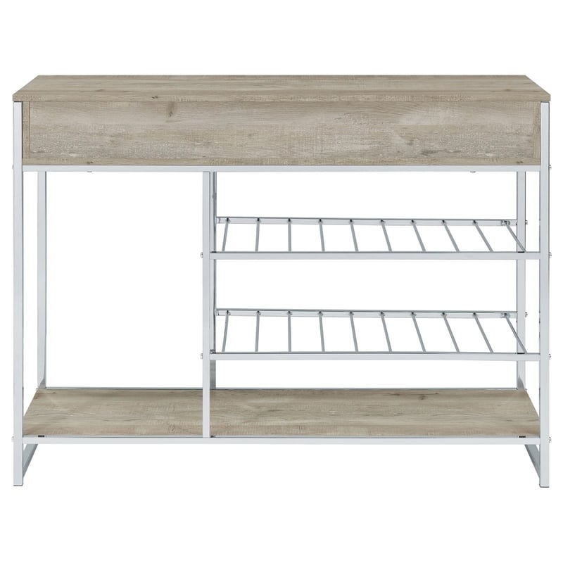 Pemberly Row 2-drawer Contemporary Metal Bar Cabinet Chrome and Gray