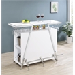 Pemberly Row Contemporary Wood Home Bar with Shelf in White and Chrome
