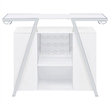 Pemberly Row Contemporary Wood Home Bar with Shelf in White and Chrome