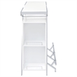 Pemberly Row Contemporary Wood Home Bar with Shelf in White and Chrome