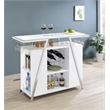 Pemberly Row Contemporary Wood Home Bar with Shelf in White and Chrome