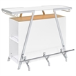 Pemberly Row Contemporary Wood Home Bar with Shelf in White and Chrome