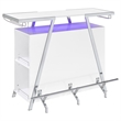 Pemberly Row Contemporary Wood Home Bar with Shelf in White and Chrome