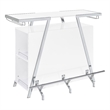 Pemberly Row Contemporary Wood Home Bar with Shelf in White and Chrome