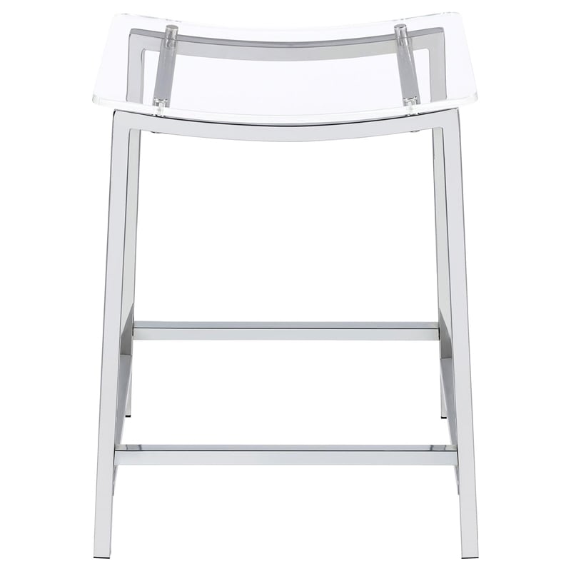 Pemberly Row Metal Acrylic Counter Height Bar Stools Chrome