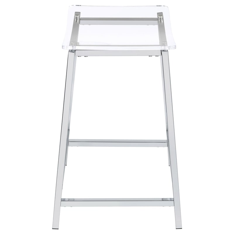 Pemberly Row Metal Acrylic Counter Height Bar Stools Chrome