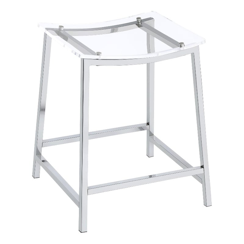 Pemberly Row Metal Acrylic Counter Height Bar Stools Chrome