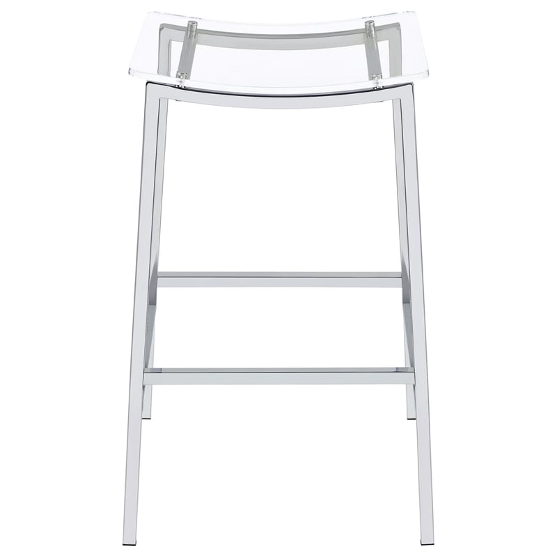 Pemberly Row Metal Acrylic Backless Bar Stools Clear and Chrome