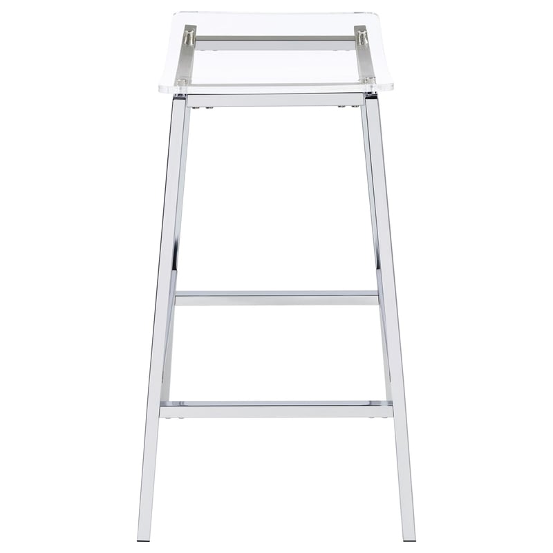 Pemberly Row Metal Acrylic Backless Bar Stools Clear and Chrome