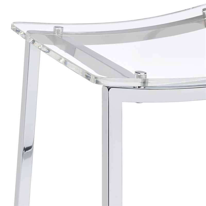 Pemberly Row Metal Acrylic Backless Bar Stools Clear and Chrome