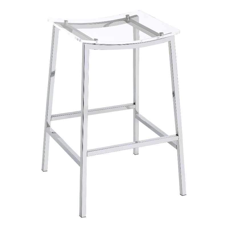 Pemberly Row Metal Acrylic Backless Bar Stools Clear and Chrome