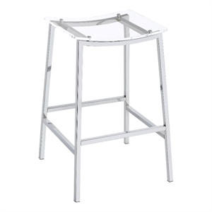 Pemberly Row Metal Acrylic Backless Bar Stools Clear and Chrome