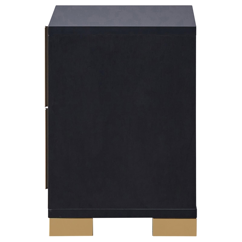 Pemberly Row 2-drawer Contemporary Wood Rectangular Nightstand Black and Gold