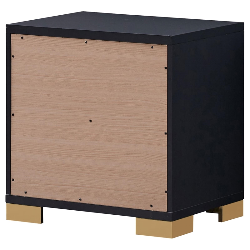 Pemberly Row 2-drawer Contemporary Wood Rectangular Nightstand Black and Gold