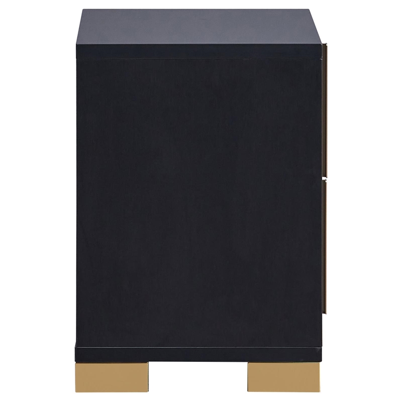 Pemberly Row 2-drawer Contemporary Wood Rectangular Nightstand Black and Gold