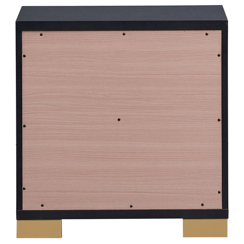 Pemberly Row 2-drawer Contemporary Wood Rectangular Nightstand Black and Gold