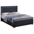 Pemberly Row Contemporary Wood Queen Bed with LED Lighting Black and Gold